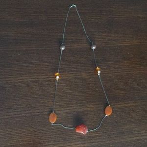 Chocolate and orange tones layering necklace
